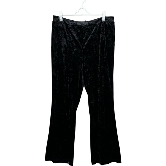 Lularoe XL Extra Large Adele Luxe Crushed Velvet Flare Black Pants Party Fancy - Picture 1 of 5